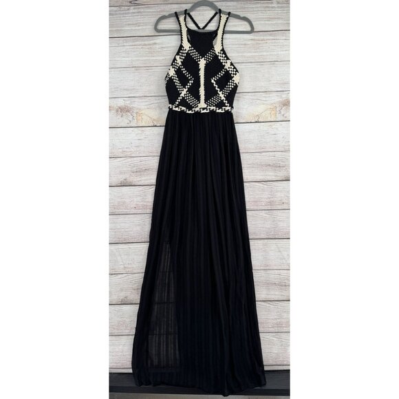 Pins and Needles Anthropologie Woven Sleeveless Maxi Dress Women's 4 Black/White - Picture 1 of 12